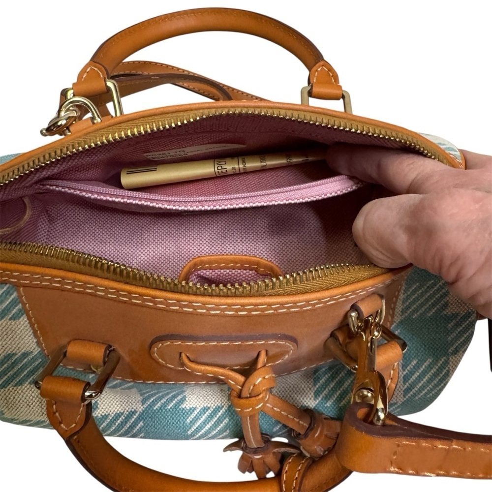 Vintage Dooney & Bourke Mini Domed Tassel Satchel Gingham 9.5”W x 6.5”H X 5”D - Picture 9 of 15